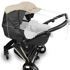 MimiNu, daszek do wózka, przeciwsłoneczna osłonka, muślin bawełniany, ciepły beż