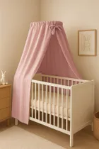 MimiNu, Muślin Premium, baldachim do łóżeczka, pudrowy róż, 220-145 cm