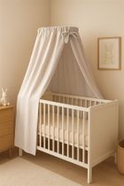 MimiNu, Muślin Premium, baldachim do łóżeczka, śmietanka, 220-145 cm