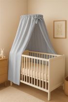 MimiNu, Muślin Premium, baldachim do łóżeczka, szary, 220-145 cm