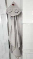 MimiNu, okrycie kąpielowe z kapturkiem, termofrotte, malina, 85-120 cm