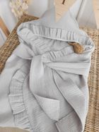 MimiNu, otulacz do wózka, fotelika samochodowego, 90-90 cm, falbanka, muślin, szary, TOG 0.5-1.0