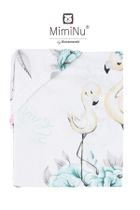 MimiNu, Peonie, prześcieradło bawełniane z gumką, miętowe, 60-120 cm