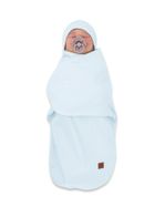 MimiNu, Soft, Leo, otulaczek do spania z czapeczką, baby blue, 0-3m