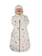 MimiNu, Soft, Teddy, komplet: śpiworek + czapeczka, listki, TOG 0.5, 0-3 m