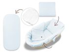 MimiNu, Soft, zestaw: ochraniacz do gondoli i kosza Mojżesza, materac, poduszka, baby blue, 0-6m