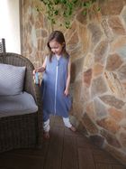 MimiNu, śpiworek z nogawkami, muślin, jeans, letni, TOG 0.5, rozmiar S, 1-2.5 l