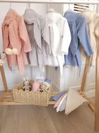 MimiNu, szlafroczek muślinowy, śmietanka, rozmiar 86, 6m-2 l.