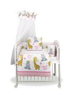 MimiNu, Żyrafa w koronie, 7-elementowy komplet do kołyski, róż