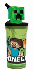 Minecraft, butelka do picia ze słomką i figurką 3D, 360 ml