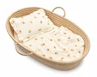 MiniAnia, 2-częściowy komplet pościeli muślinowej z falbaną, brzoskwinia, 60-70 cm