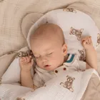 MiniAnia, komplet: kocyk i poduszeczka, muślin, miś, 75-100 cm