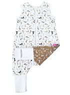 Motherhood, bawełniany śpiworek ocieplany, z nogawkami, TOG 2, beżowe listki, 12-18m