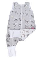 Motherhood, bawełniany śpiworek ocieplany, z nogawkami, TOG 2, szare guziki, 12-18m