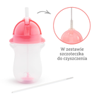 Munchkin, kubek niekapek ze słomką, różowy, 296 ml