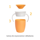 Munchkin, Miracle 360°, kubek treningowy z uchwytami, pomarańczowy, 207 ml