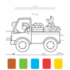 Na wsi. Farbki i pędzelek. Malowanka