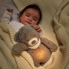 Nattou, Miś, lampka nocna pluszowa 4w1 z czujnikiem płaczu, Sleepy Bear, szary, 0m+