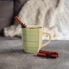 Nava, kubek ceramiczny z uchem, oil green, 355 ml