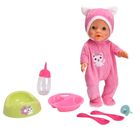 New Born Baby, lalka bobas w kociej piżamce z akcesoriami, 30 cm