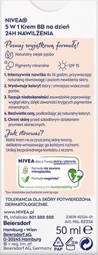 Nivea, 24h nawilżenia, krem bb 5w1 na dzień, odcień ciemny, 50 ml