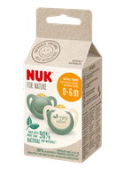 Nuk, For Nature, smoczek uspokajający, lateksowy, zielony, 0-6 m, 2 szt.