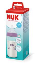 Nuk, Perfect Match, butelka, rozmiar M, hippo, 3m+, 260 ml