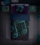 Nuty, Fluo, 2-częściowy komplet pościeli bawełnianej, świecąca w ciemności, 140-200 cm