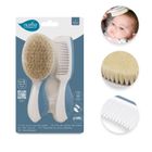 Nuvita, zestaw na ciemieniuchę: szczotka i grzebień, naturalne włosie, powder blue