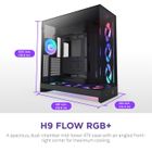 NZXT, obudowa komputerowa z oknem, H9 FLOW RGB+ MIDI TOWER, czarna
