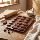 Orion, forma do ciastek i pralin, silikonowa, brązowa, 34-25-1 cm