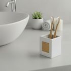 Orion, kubek łazienkowy, dolomitowy, bambusowy, biały