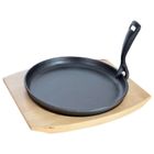 Orion, patelnia żeliwna, talerz żeliwny z deską, 22 cm