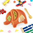 Orion, talerz dla dziecka, silikonowy, dzielony, pomarańczowy słonik, 23,5-19-3,5 cm