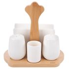 Orion, Whiteline, solniczka i pieprzniczka, porcelanowa, ze stojakiem i serwetnikiem, 5 elementów