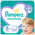 Pampers, Active Baby, pieluchy jednorazowe, rozmiar 5, 11-16 kg, 64 szt.