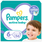 Pampers, Active Baby, pieluchy jednorazowe, rozmiar 6, 13-18 kg, 56 szt.