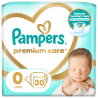 Pampers, Premium Care, pieluchy jednorazowe, rozmiar 0, do 3 kg, 30 szt.