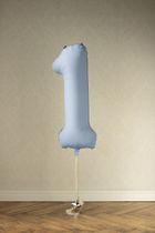 PartyDeco, balon foliowy, cyfra 1, mglisty, niebieski, 86 cm