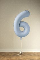 PartyDeco, balon foliowy, cyfra 6, mglisty, niebieski, 86 cm