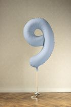 PartyDeco, balon foliowy, cyfra 9, mglisty, niebieski, 86 cm