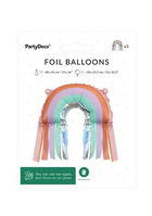 PartyDeco, balony foliowe, tęcza z frędzlami, 38-41 cm, 3 szt.