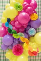 PartyDeco, girlanda papierowa, tęczowe wachlarze, 2,5m