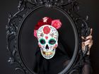 PartyDeco, Halloween dia de los muertos, maska papierowa na twarz, biała, rozmiar uniwersalny