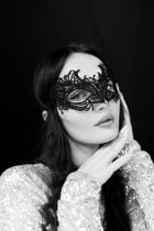 PartyDeco, maska karnawałowa, koronkowa, czarna, 21-8 cm