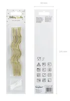 PartyDeco, świeczki urodzinowe na tort, zakręcone, złote, 14 cm, 8 szt.