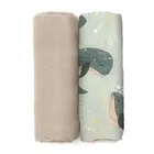 Petite&Mars, Misty, zestaw otulaczy z muślinu bambusowego, Whale Song, 120-120 cm, 2 szt.