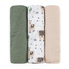 Petite&Mars, Moussy, zestaw pieluszek z muślinu bambusowego, Liama Vibes, 68-68 cm, 3 szt.