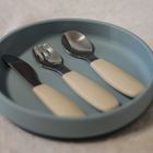 Petite&Mars, Take&Match, zestaw sztućców, stal nierdzewna z silikonową rączką, Bitter Cocoa, 12m+