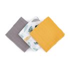 Petite&Mars, zestaw: Moussy, pieluszka z muślinu bambusowego, Ochre Leaves, 68-68 cm, 3 szt.